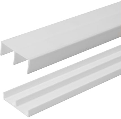 3/4 Panel Sliding Door Track - 48 White Plastic Upper & Lower Set, USA Made, Pack of 1 - Outwater
