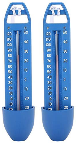 2PCS Floating Swimming Pool Thermometer,Large Size Easy Read for Water Temperature Meter with String for Swimming Pool, Sauna, SPA and Hot Spring,16.5 X 3.7 Cm / 6.5 X 1.5 In