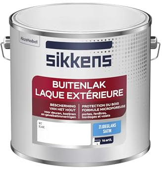 Sikkens - Peinture Laque Extérieure Bois et Fer - Finition tendue, sous-couche intégrée, facile à appliquer - Satin Blanc 2,5 L