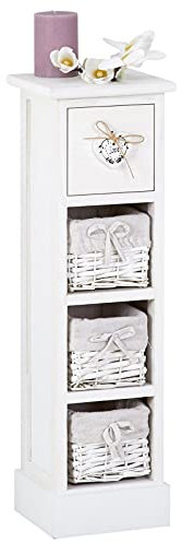 CARO-Möbel Schubladenkommode Flower Schubladenregal Standregal in weiß mit 1 Schublade und 3 Körben