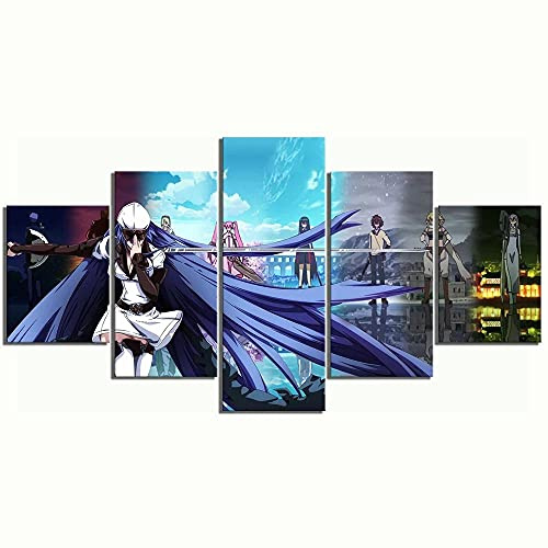 MPPSU Akame Ga Kill Animation Anime Charakter Poster Wanddekoration Wohnzimmer Leinwandbild Jugendzimmer Poster Set Modern 5 Teiliges Wandbild Bedroom Decor XXL Bilder Mit Rahmen 150 * 80cm