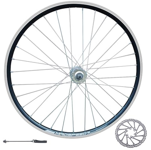 Madspeed7 QR 27.5” 650b (ETRTO 584x19) MTB Mountain Bike FRONT Wheel - 160mm Disc Brake Rotor - Sealed Bearings Hub 9x100mm QR (Very Smooth Hub) – Double Wall Rim – 32x Silver Spokes