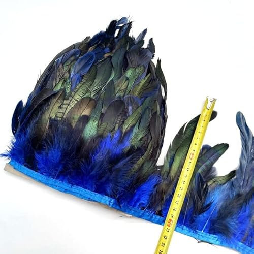 XIUCAI 1 Meter natürliche Hühner-Hahn-Schwanz-Federn, Fransen, Plumas-Bänder, DIY, Nähen, Kleidung, Hochzeitsdekorationen, Basteln, 13-18 cm