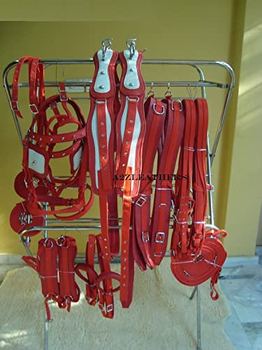 SHOWMEN CRAFT Synthetisches Nylon Rot Fahren Harness Für Doppel Pferd Wagen Erhältlich In 4 Größe (Shetland)