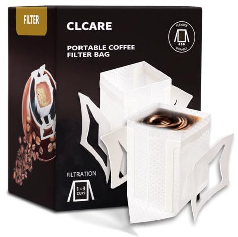 Portable Coffee Filter Paper Bag Hanging Ear Drip Coffee Bag Single Serve Disposable Drip Coffee Filter Bag Perfect for Travel, Camping, Home, Office (50 PCS)