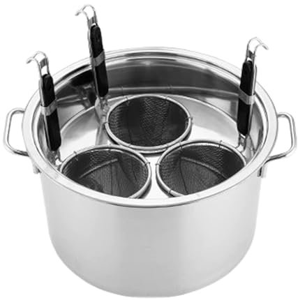ZIXIAOS Cuocipasta, Utensile da Cottura per Cuocipasta Commerciale a 3 Fori, Pentola per Pasta in Acciaio Inossidabile e Cestello con Inserto per Cucina Domestica,2