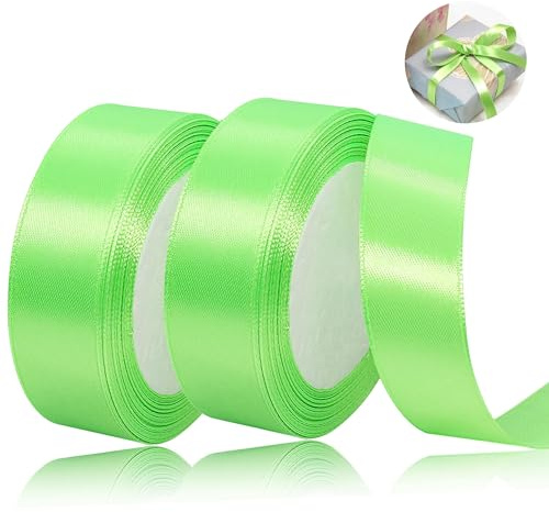 Geschenkband Satinband 44m, 20mm Breit Geschenkband, Hellgrün Schleifenband für Hochzeit, Bastelarbeiten und Geschenkverpackung Hochzeitsdekoration (Hellgrün)