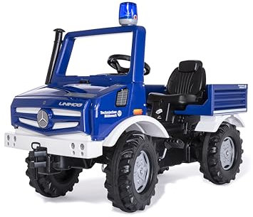Rolly Toys Unimog THW Tretauto ab 3 Jahren (Auto zum selber Fahren, mit Blinklicht, Tretfahrzeug, Tretauto für Kinder, Kinderfahrzeug, Blau) 038305