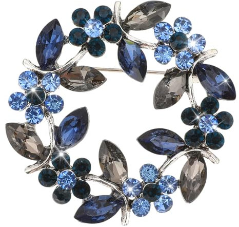 Damen Kristall Brosche Girlande Strass Broschen Elegante Brosche Anstecknadel für Damen Mantel Kleid Kleidung Handgefertigte Rosenblumen Brosche Abzeichen (Blau)