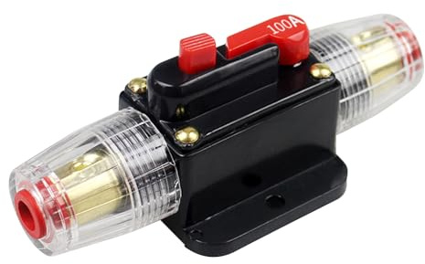 Automatiksicherungshalter 12V-24V DC, 100A Inline Auto Leistungsschalter, Manuellen Reset Schalter Car Audio Sicherung für Car Audio Solar Inverter Systemschutz Boot Kfz Lkw Circuit Breaker