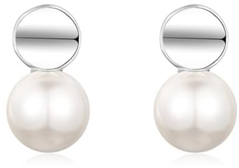 YAXUN Pendientes de perlas de plata de ley 925 para mujer, aretes de gota de perlas joyería de moda regalos para mujeres y niñas