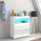 Sideboard Cabinet, Modern Living Room Storage Cabinet Unit High Gloss with 2 Doors 1 Drawer and Shelf for Living Room with LED Light Storage Cupboard for Dining Living Room Hallway, 80x35x90cm (White)