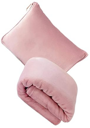 QOKLIYUI Vielseitige Reisekissendecke. Praktische und einfach zu verstauende Reisedecke und Kissen in einem. Reiseutensilien, Rosa