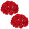 Briful Juego de 2 rosas artificiales para tumbas, rosas de seda rojas, flores artificiales como auténticas para decoración al aire libre