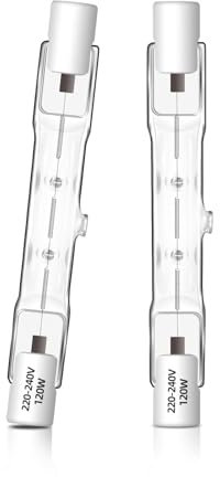 Caldarax 2 Stück R7s Halogen Leuchtmittel 78MM 120W 230V, R7S Halogenstablampe Dimmbar, 1800LM 2700K Warmweiß Halogenstab, Linear Halogen J78 für Flutlichter, Landschaftsleuchten