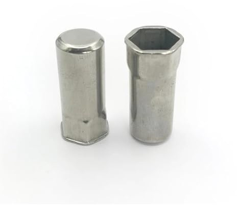 10/20 piezas M4 M5 M6 M8 M10 M12 SUS304 acero inoxidable pequeño medio cabeza plana tuercas de remache hexagonal tuerca de inserción sellada reducida tuercas de remache cerradas ciegas(M5 x 20pcs)