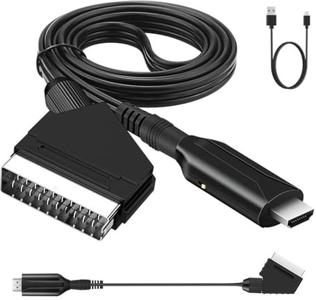 HERBYD All in One Scart auf HDMI Konverter Kabel - SCART zu HDMI Adapter Video Audio Wandler HD mit SCART-Eingangskabel & HDMI-Ausgangsanschluss für HDTV STB VHS VCR PS3 Sky DVD Blu ray