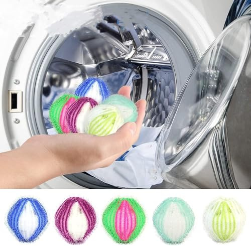5 Stück Wiederverwendbarer Haarentferner, Waschmaschinen-Haarfänger, Wäscheball, Trocknerball für Kleidung, Hund, Katze, Tierhaarentferner für Wäsche, Fusselentferner, Waschbälle, wiederverwendbare