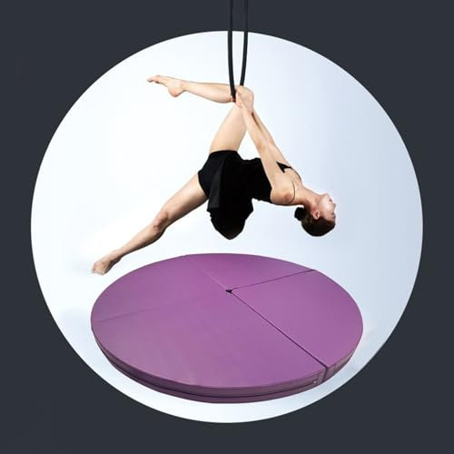 Pole Dance Matte Metall-Lyra-Hoop-Stangen-Crashmatte, Sicherheits-Aerial-Yoga-Ring/ Pole-Dance-Matte Verdickt, Fitness-Stripper-Stangenmatte für Erwachsene Und Kinder, Yogamatte(Purple,180cmx3cm(70.8