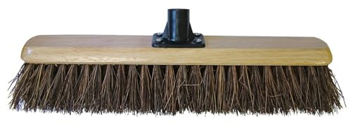 18 Bassine Brush Head with Socket - Heavy-Duty Stiff Bristle Broom Head Replacement for Indoor and Outdoor Sweeping