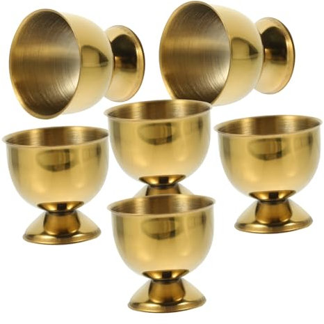 HOLIDYOYO Hueveras De Acero Inoxidable para Huevos Soporte para Huevos Resistentes Al Calor Base Plana Estable Color Dorado (6 Piezas) Adecuado para Mesa y Uso Diario