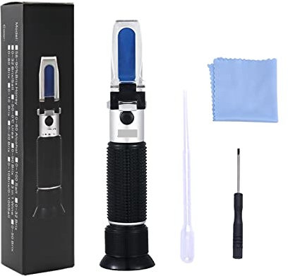 EDEDE Refraktometer, Handheld 0-100% Salzgehaltaquarium-Refraktometer 1.000-1.07 0SG Salzgehaltseewasser -Salinometer for Aquarium für Weinherstellung, Bierbrauen, Obst, Zuckergehal(Carton Box)