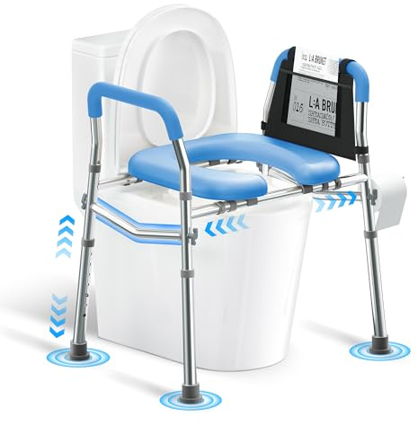 Lotuhill Erhöhter Toilettensitz mit Griffen, Höhe und Breite, verstellbar, FSA/HSA-berechtigte Toilettensitzerhöhung für Senioren, 180 kg, gemütlich, gepolstert, erhöhter Toilettensitz für ältere