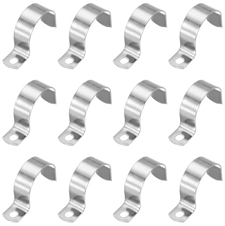 PATIKIL 40 mm (1-4/7 tum) styv rörrem, 12 st 304 rostfritt stål ledningsklämma 1 hål tjock U-konsol rörklämma rörrem för rörkabel kabelfixering