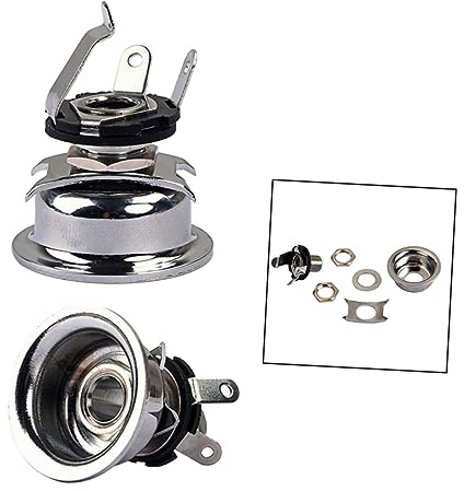 ibasenice 1stück Jack Stereo Ausgangsstecker Gitarre Und Bass Silber Installieren Und Kupfermaterial Kompatibel Mit Akustischen Und Elektrischen Instrumenten