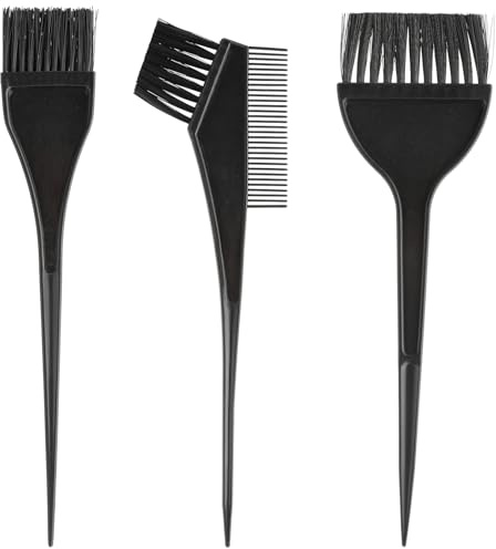 3 Pcs Black Hair Colour Brushes Kit, Professional Salon Hairs Dye Brush, Reusable Hair Colouring Brushes for Salons Beauty Shops Home, Tint Brush for DIY Projects Dyeing Foiling