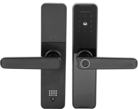 Serrure de porte à empreintes digitales, serrure de porte intelligente, serrure électronique avec clé d'empreintes digitales et code clavier numérique, carte magnétique/clé/programme temporaire (noir)