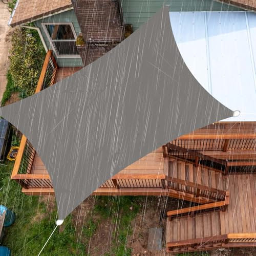 SRHIMEOS 4x8m Tende da Sole Rettangolare Impermeabile, Vela Ombreggiante Copertura Esterno, Telo Parasole per Esterni, Tessuto Antivento con 95% Protezione UV per Giardino Terrazzo