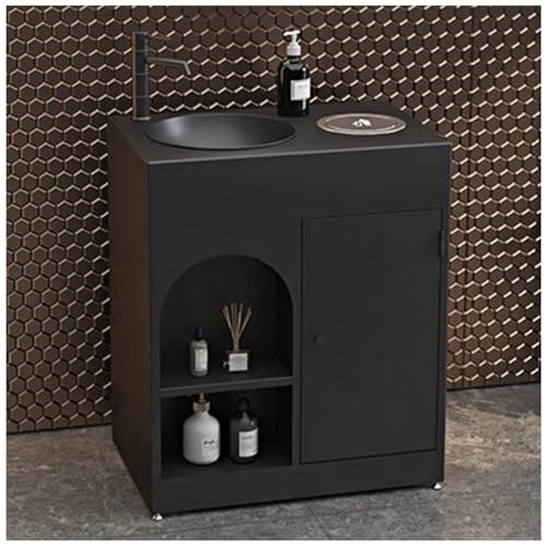 ZTGL Lavandino a Colonna Bagno 70x46x85cm, Lavabo Freestanding da Terra, Mobile da Bagno con Lavabo, Stile Industriale Lavabo su Piedistallo da Appoggio con Rubinetto e Scarico D,Without Mirror