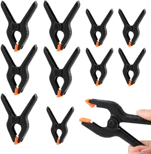 10 Pcs Spring Clamps Heavy Duty Nylon Spring Clips for Woodworking, 3 Inch and 2 Inch Plastic Muslin Clamps for DIY Projects Woodwork Photography Backdrop Artworks Backgrounds Outdoor