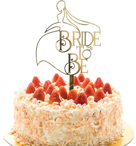 Bride to Be Cake Topper, Gold Acrylic Wedding Cake Topper, Bridal Shower Cakes Pick Decorations, HSC Engagement Decorations for Wedding Engagement Theme Bachelorette Party Supplies