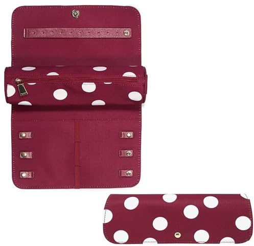 kate spade new york Reise-Schmuckkästchen, Stoff-Schmuckschatulle für Damen, niedlicher Schmuck-Organizer für Halsketten, Ringe, Armbänder, kleine Schmuckrolle (Julie Dot) | Schmuckkästchen aus Stoff für Damen, niedliche Schmuckorganisation für Halsketten, Ringe, Armbänder mit Reißverschlusstasche