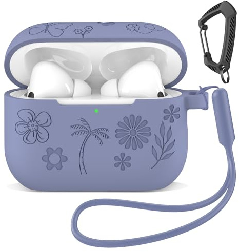 MATEPROX Custodia Silicone Compatibile con AirPods Pro 3 2025, Cover Protettiva Antiurto con Laccio e Portachiavi per AirPods Pro 3a Generazione-Lavanda Viola