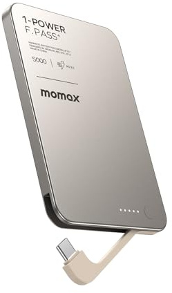Ultra-Thin Portable Charger Power Bank, 20W Fast Charging with Built-in Hidden USB-C Cable, 56% Charge in 30 Mins, Safe Battery for iPhone 17 & Android, Business, Daily Use and Travel Essential