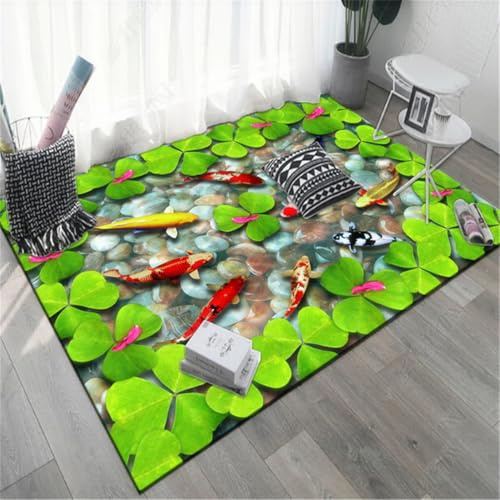 RUGMRZ Orientteppiche 300X400Cm Baby Spiel Teppich Grün Antirutsch Unterlage Spielteppich Wohnzimmer Teppichsfischschule Lotusblattmuster Ist EIN Muss Für Neue Hausdekoration