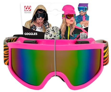 W WIDMANN MILANO Party Fashion - Skibrille/Snowboard Brille, Accessoire für 80er Jahre Faschingskostüme, Apres Ski Mottoparty