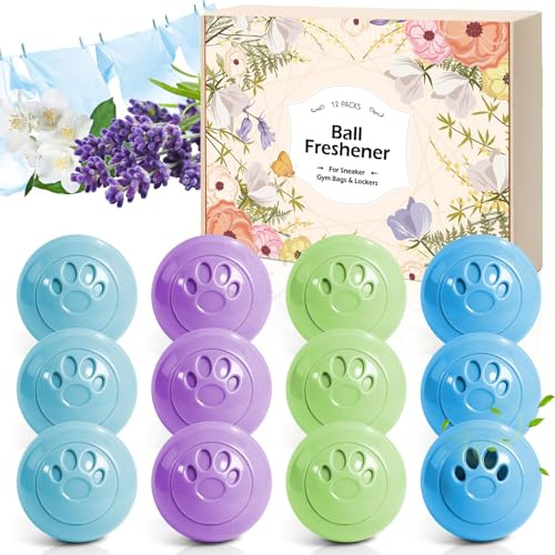 Scent-Hi Shoe Deodorizer Balls 12 Pack, Natural & Effective Odour Eliminator for Boots, Trainers & Sneakers, Long-Lasting Freshener Smell Remover for Gym Bags, Lockers & Enclosed Storage