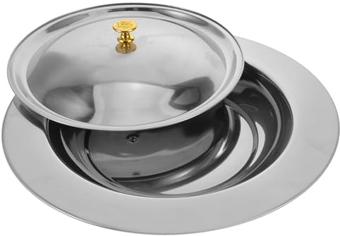 Gadpiparty Piatto per servire Il Pane della Comunione - Set di vassoi in Acciaio Inossidabile per Chiesa con Coperchio - Forniture per la Santa Comunione - Piatto di distribuzione comunitaria per Le