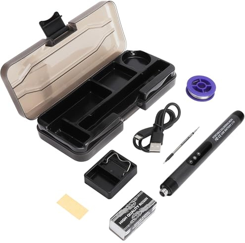 USB-C Lötkolben Set – Kabelloser Akku Lötkolben mit LED-Anzeige & 3 s Schnellaufheizung, Temperaturregelung 180–450 °C, 1000 mAh Akku, Automatischer Schlafmodus, Lötset für Elektronik, Reparaturen