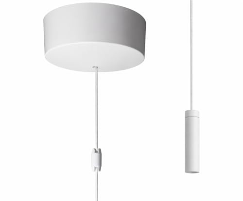 White Bathroom Ceiling Light Pull Cord Switch 2 way 6A with Slim White Modern Pendant