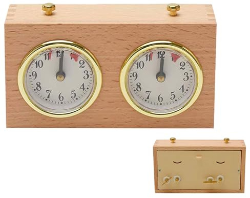 Orologio da scacchi, timer da scacchi, gioco analogico in legno, conto alla rovescia meccanico per la competizione