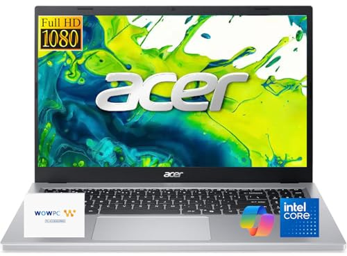 acer Aspire Go 15 Slim Business Laptop, Display Full HD da 15,6 pollici, potente Intel Core 3 N355 a 8 core, 8 GB di RAM DDR5, SSD da 128 GB, Copilot AI Ready, HDMI, Wi-Fi 6, fotocamera HD, Windows 11