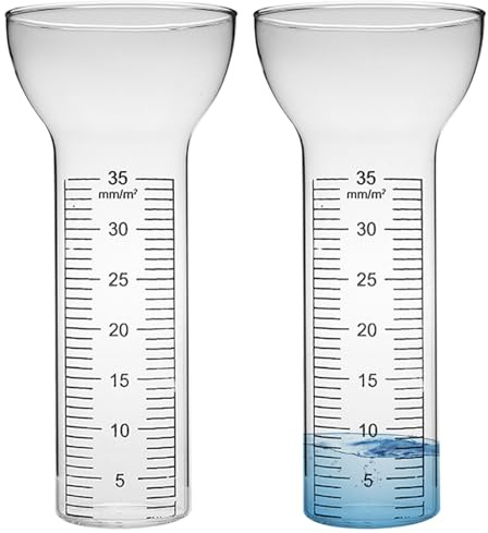 Tube de Remplacement en Verre pour Pluviomètre | Tube de Remplacement pour Pluviomètre 2 Pièces Verre Antigel avec Marques Claires Jauges Ouvertes en Forme d'Entonnoir 35 mm pour Cour, Eau Jard