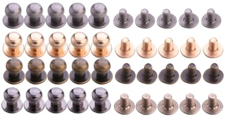 HOMOBABE Juego de 72 Mini Remaches de Aleación Dorada para Artesanía en Cuero, Tornillos de Cabeza de Monje 6 Mm, 7 Mm y 8 Mm, Accesorios para Equipaje, Cinturones y Bolsos DIY