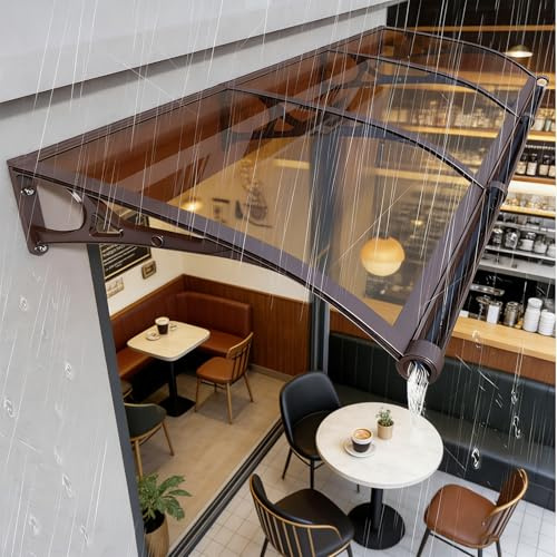 Poxvythb 60x80cm Auvent de Porte Aluminium - Auvent Marquise D'entrée Auvent de Porte D'entrée Résistante Toit Abri Contre La Pluie et UV - pour Balcon, terrasse, extérieur et Jardin, Brise