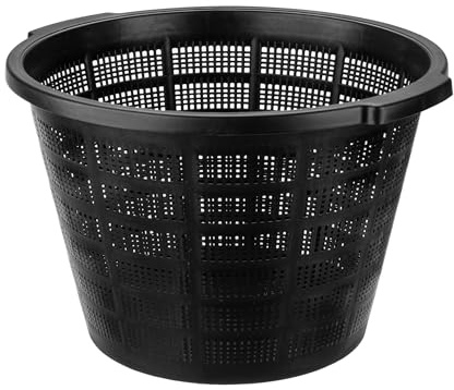 Happet Panier de Plantation pour Bassin Rond 40 cm, Pot Aquatique Perforé Noir, Support pour Nénuphars et Plantes de Bassin, Conteneur de Culture Durable